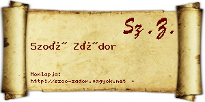 Szoó Zádor névjegykártya